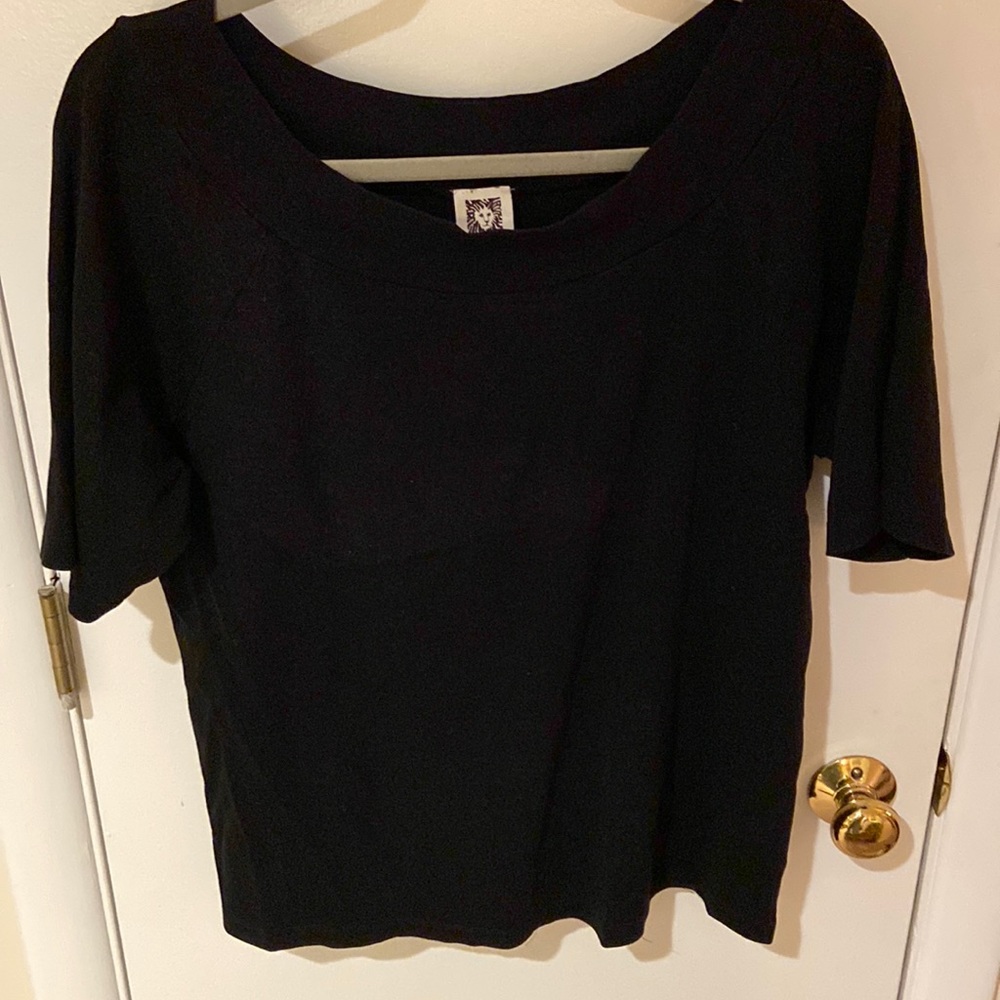 Black Anne Klein boat neck short sleeve sweater size XL